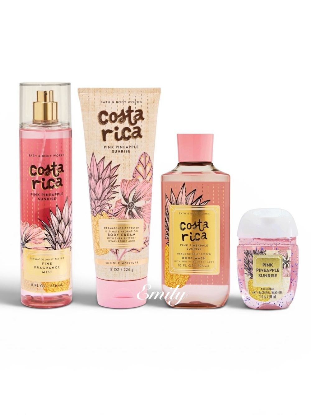 Bath & Body Works Costa Rica PINK PINEAPPLE SUNRISE 4 PC Body Care Bundle Set